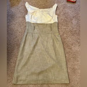 Antonio Melani Dress with Belt - Size 4 - off white & tan